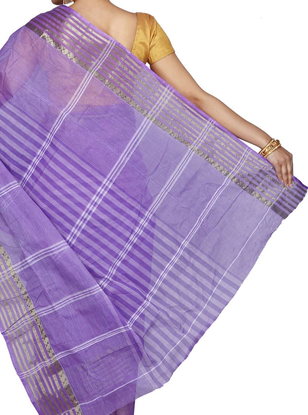 Purple Pure Cotton Zori Border Tant Saree (1873)